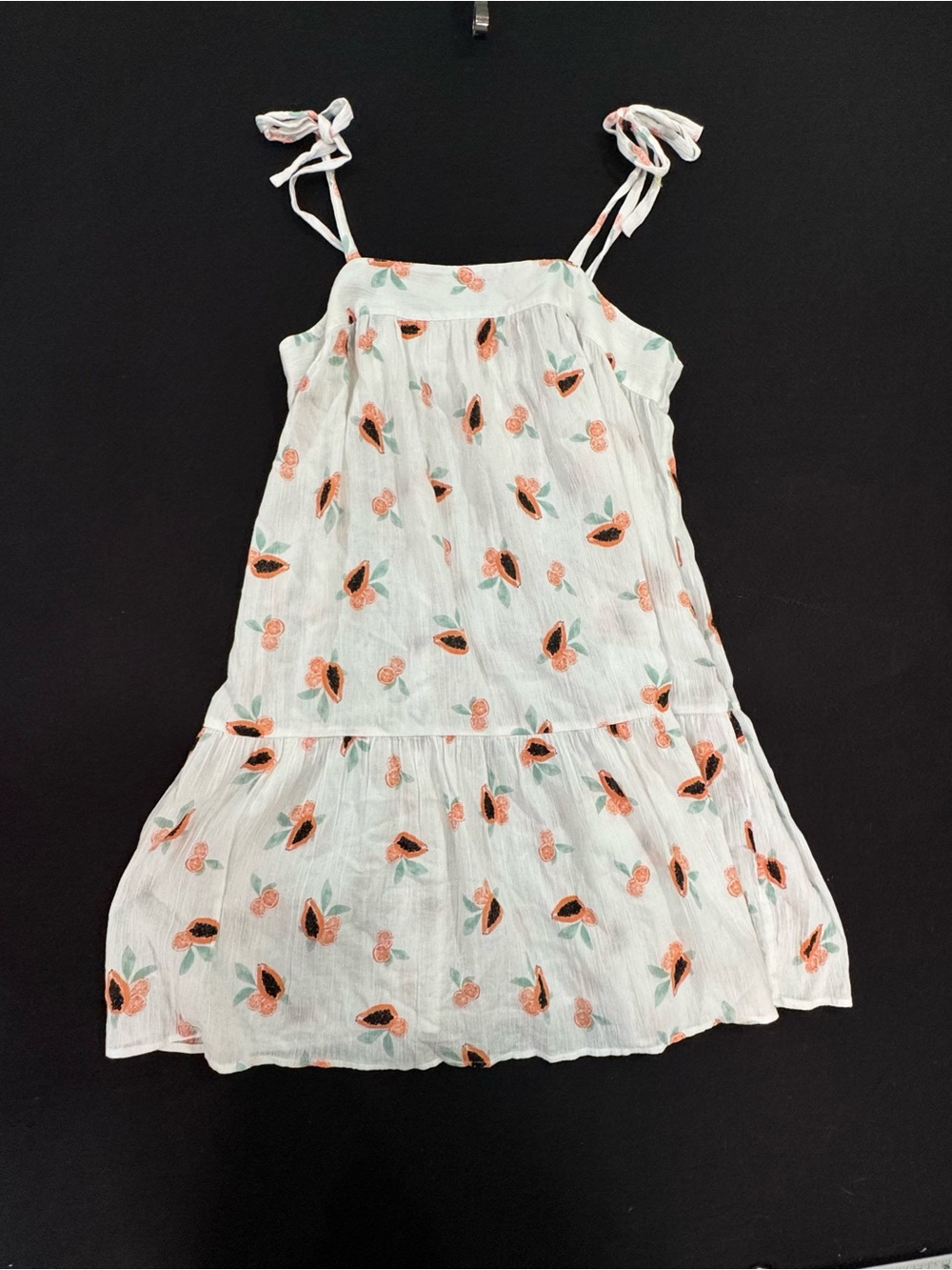 LOFT White Fruit Print Tie-Strap Mini Dress